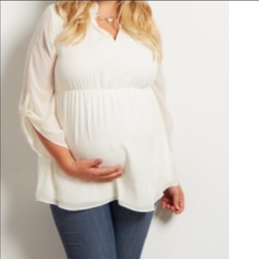Ivory Chiffon Maternity Blouse